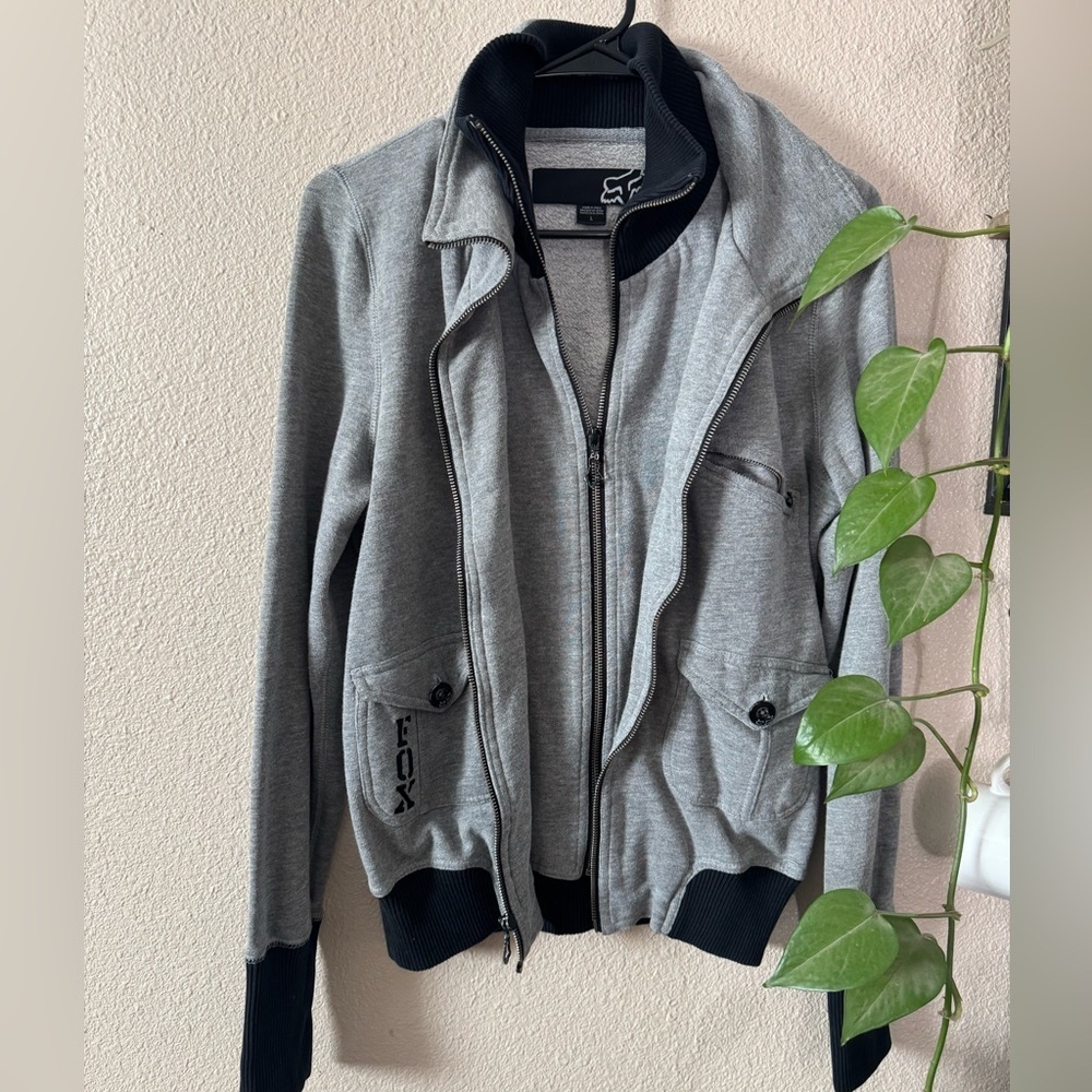 Fox Racing Sweater Mens full Zip MotoX Biker Cardigan Sweatshirt VTG Y2K